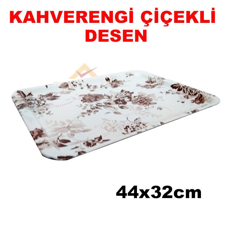 44x32cm DERİ KAPLAMA SAĞLAM - ŞIK SERVİS TEPSİSİ kahverengi açık