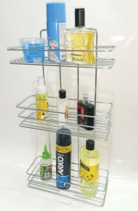 Metal Banyo Düz Raf Sistemi Garantili Paslanmaz Çelik 3 Katlı Krom Banyo Rafı Şampuanlık 27x11x52cm