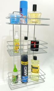 Metal Banyo Düz Raf Sistemi Garantili Paslanmaz Çelik 3 Katlı Krom Banyo Rafı Şampuanlık 27x11x52cm