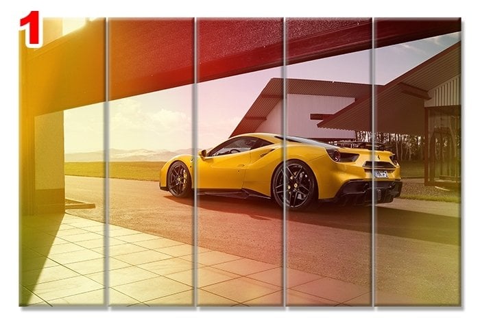 SARI FERRARI 7 STİL 5 PARÇALI KANVAS TABLO