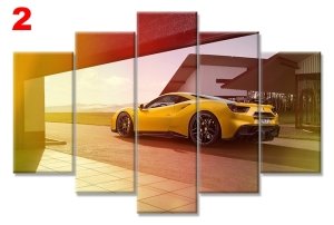 SARI FERRARI 7 STİL 5 PARÇALI KANVAS TABLO