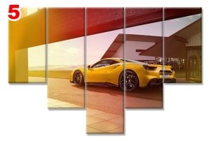 SARI FERRARI 7 STİL 5 PARÇALI KANVAS TABLO