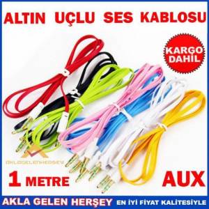 3.55 Mm Altın Uçlu 1 Metre Aux Ses Kablosu