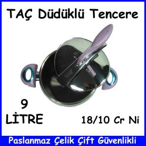 TAÇ DÜDÜKLÜ TENCERE 9 LİTRE18/10CR Nİ PASLANMAZ ÇELİK