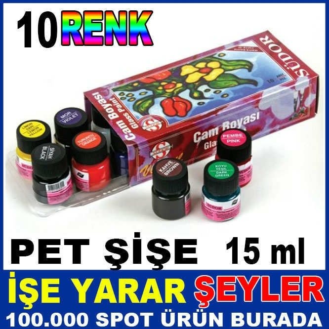 CAM BOYAMA SANATI İÇİN 10 FARKLI KARIŞIK RENK BOYA SETİ