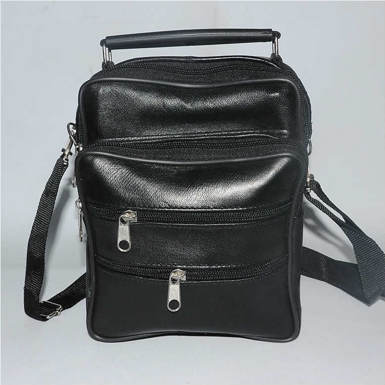 Gerçek Deri El Çantası - Askılı 5 Cepli Dikey Orta Boy Hakiki Deri El Çantası 20x16cm