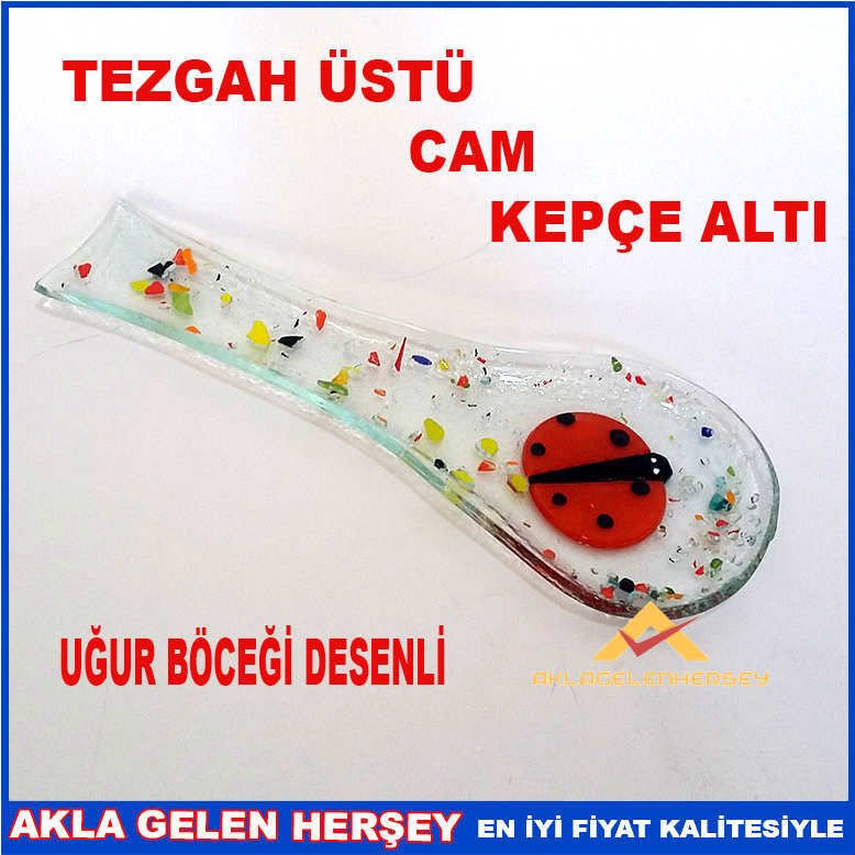 UĞUR BÖCEKLİ EL SANATIYLA SÜSLÜ CAM KEPÇE ALTI