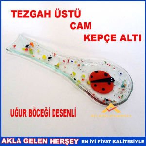 UĞUR BÖCEKLİ EL SANATIYLA SÜSLÜ CAM KEPÇE ALTI