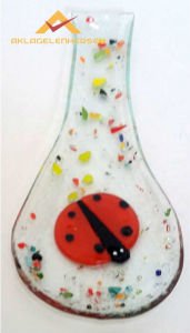 UĞUR BÖCEKLİ EL SANATIYLA SÜSLÜ CAM KEPÇE ALTI