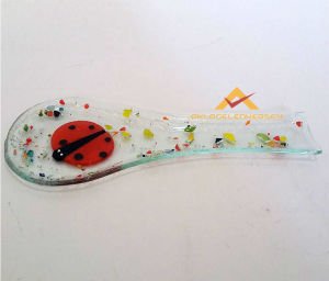 UĞUR BÖCEKLİ EL SANATIYLA SÜSLÜ CAM KEPÇE ALTI