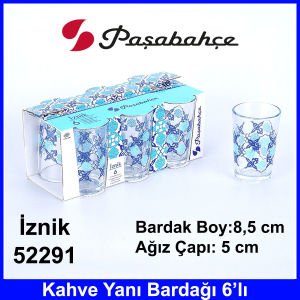 PAŞABAHÇE 52291 İZNİK KAHVE YANI BARDAĞI 6 LI