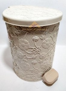 3lü PEDALLI DANTEL DESENLİ ÇÖP KOVASI SETİ