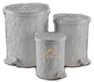 3lü PEDALLI DANTEL DESENLİ ÇÖP KOVASI SETİ