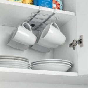 Dolap içi 10 Kancalı Paslanmaz Çelik Krom Raf Askısı,Fincan,Kupa,Bardak Askılığı