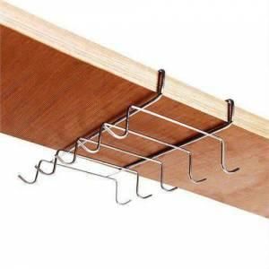 Dolap içi 10 Kancalı Paslanmaz Çelik Krom Raf Askısı,Fincan,Kupa,Bardak Askılığı