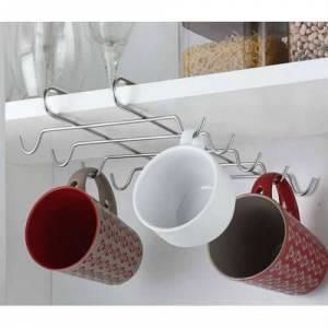 Dolap içi 10 Kancalı Paslanmaz Çelik Krom Raf Askısı,Fincan,Kupa,Bardak Askılığı