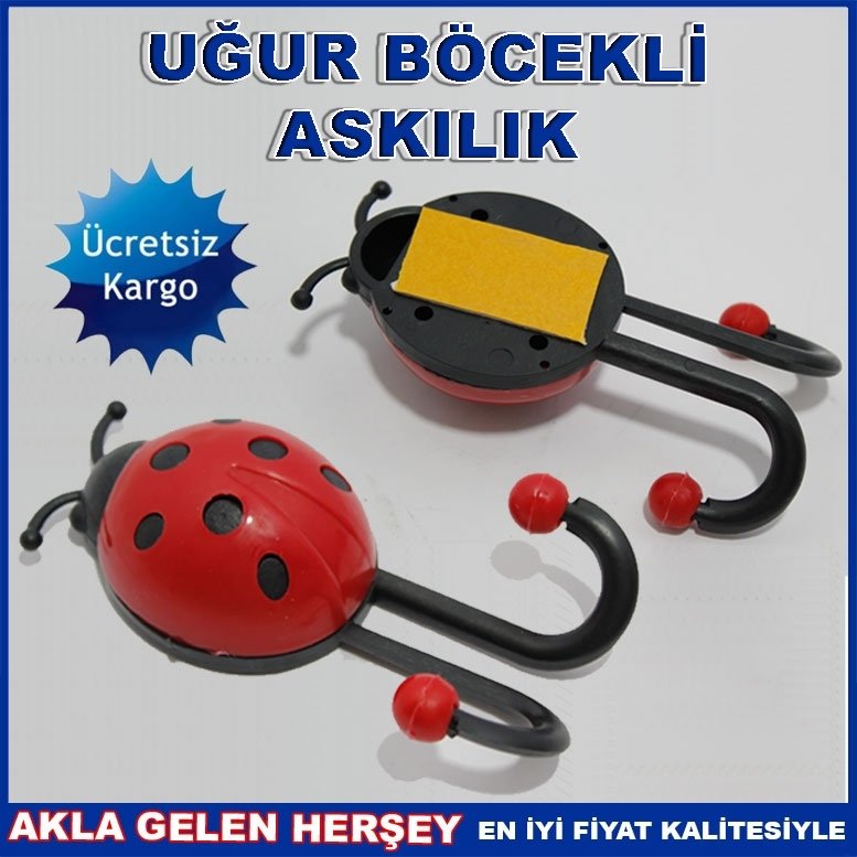UĞUR BÖCEĞİ DESENLİ 2 Lİ YAPIŞKANLI ASKILIK KD
