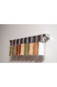 8'li Cam Baharatlık Seti Duvara Monte Krom