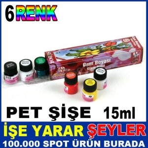 CAM BOYAMA SANATI İÇİN 6 FARKLI KARIŞIK RENK BOYA SETİ