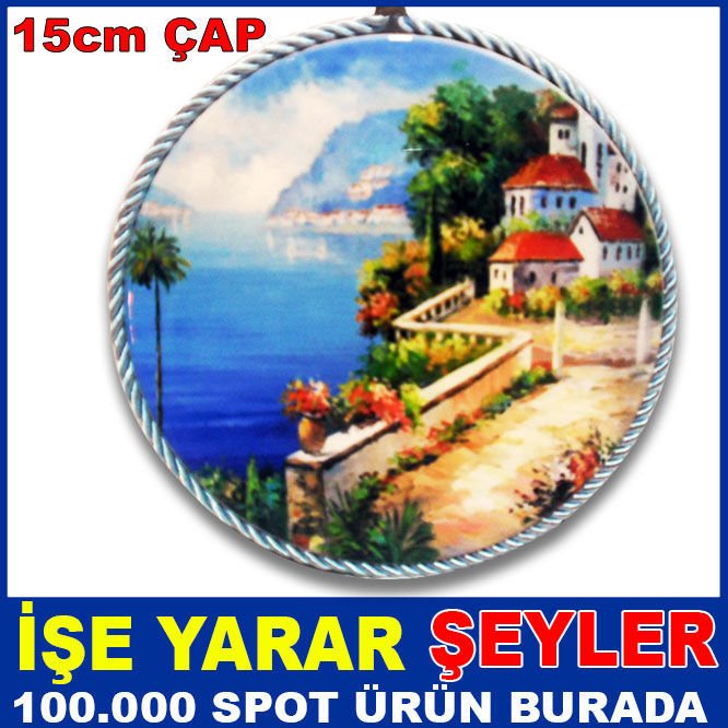 EL İŞLEMELİ MANZARA RESİMLİ SERAMİK DUVAR PANOSU