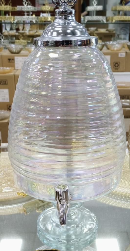 6 Litre Cam Sebil Kapaklı Musluklu Şerbetlik Parti Damacanası Çeşmibülbül Ayaklı Tüm Sıvılar içindir