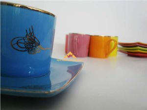 TUĞRA ARMALI 6'lı PORSELEN TÜRK KAHVESİ FİNCANI