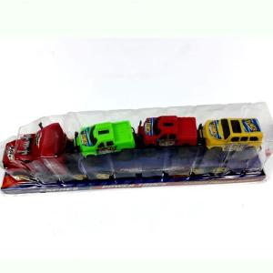 4 Parça Büyük Boy Araç Taşıma Tır Seti Kaliteli Oyuncak 44x11x8 cm